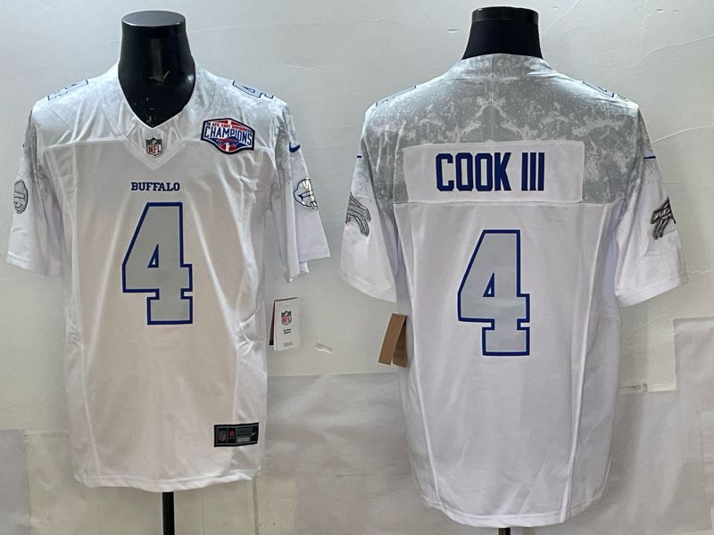 Men 2025 Buffalo Bills #4 Cook iii white 5th generation Throwback Nike Limited NFL Jersey style 06